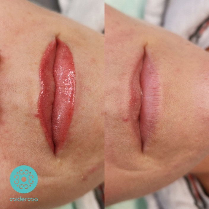 Blasse Lippe zarte Einfärbung Blasse Lippe zarte Einfärbung