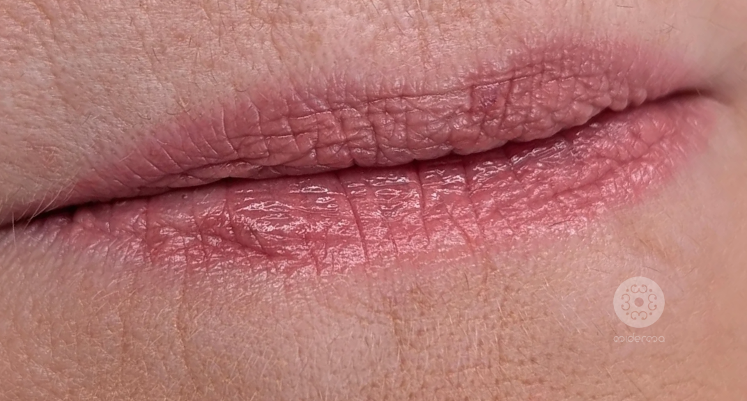 Lippen Permanent Make-up nach 5 Jahren: Farbe sanft verblasst, Kontur noch erkennbar